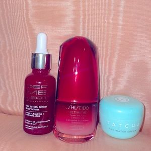 Shiseido ultimune power infusing concentrate Tatcha water cream, dermelect serum